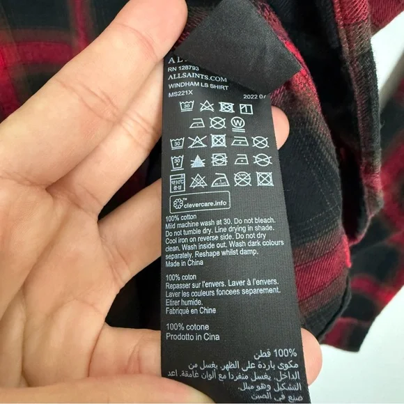 All Saints Windham Longsleeve Cotton Shirt Size XXL - Picture 3 of 4